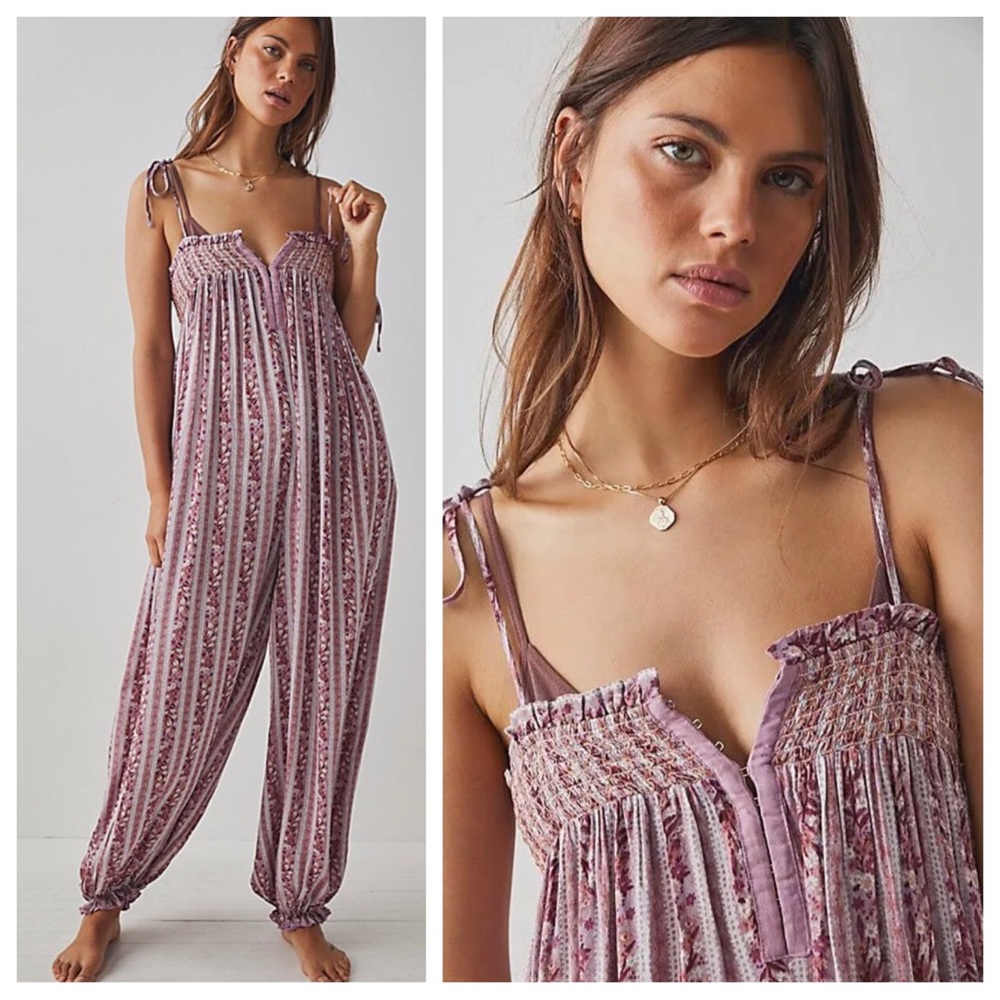 NWT Free People Rule the World Maxi Romper in Tulip Combo